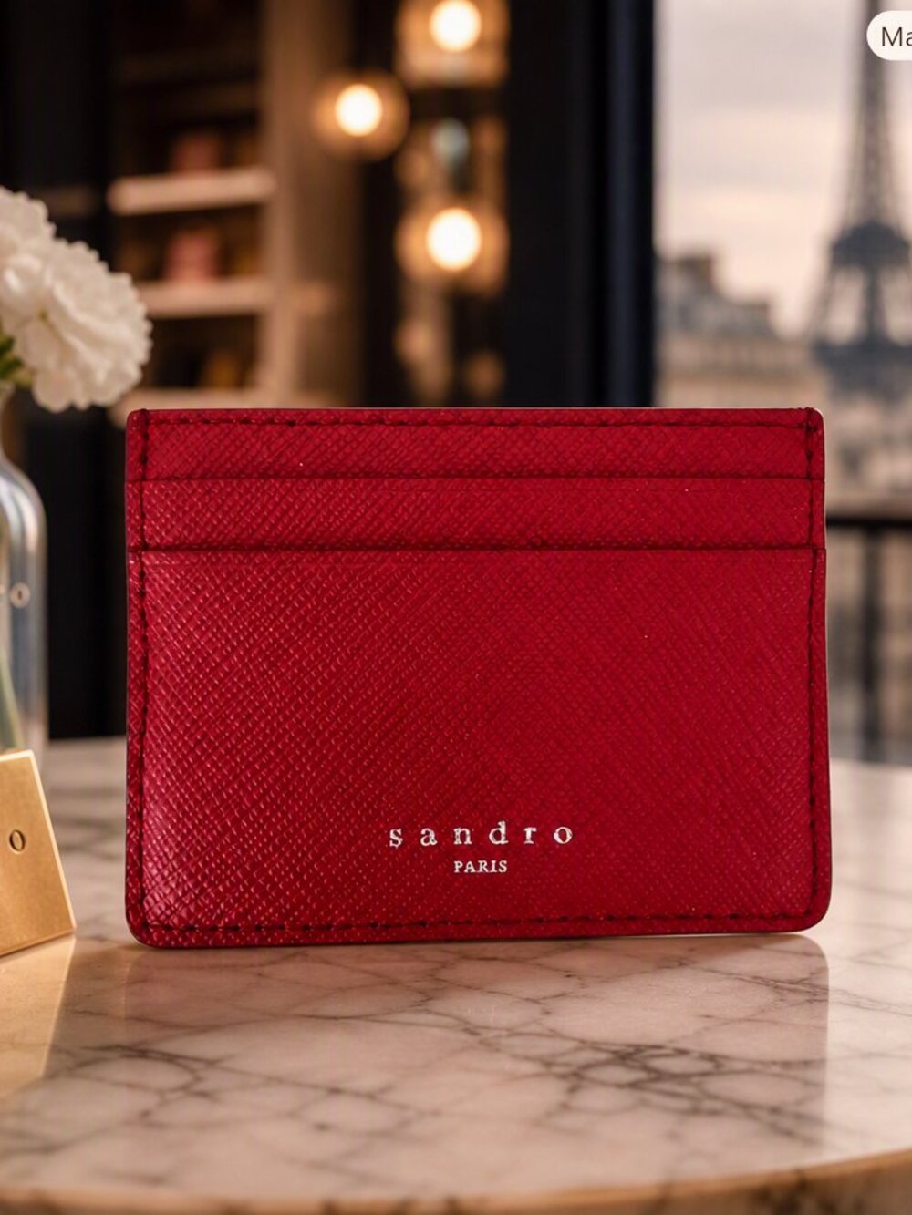 Sandro Paris Red Leather Card Wallet